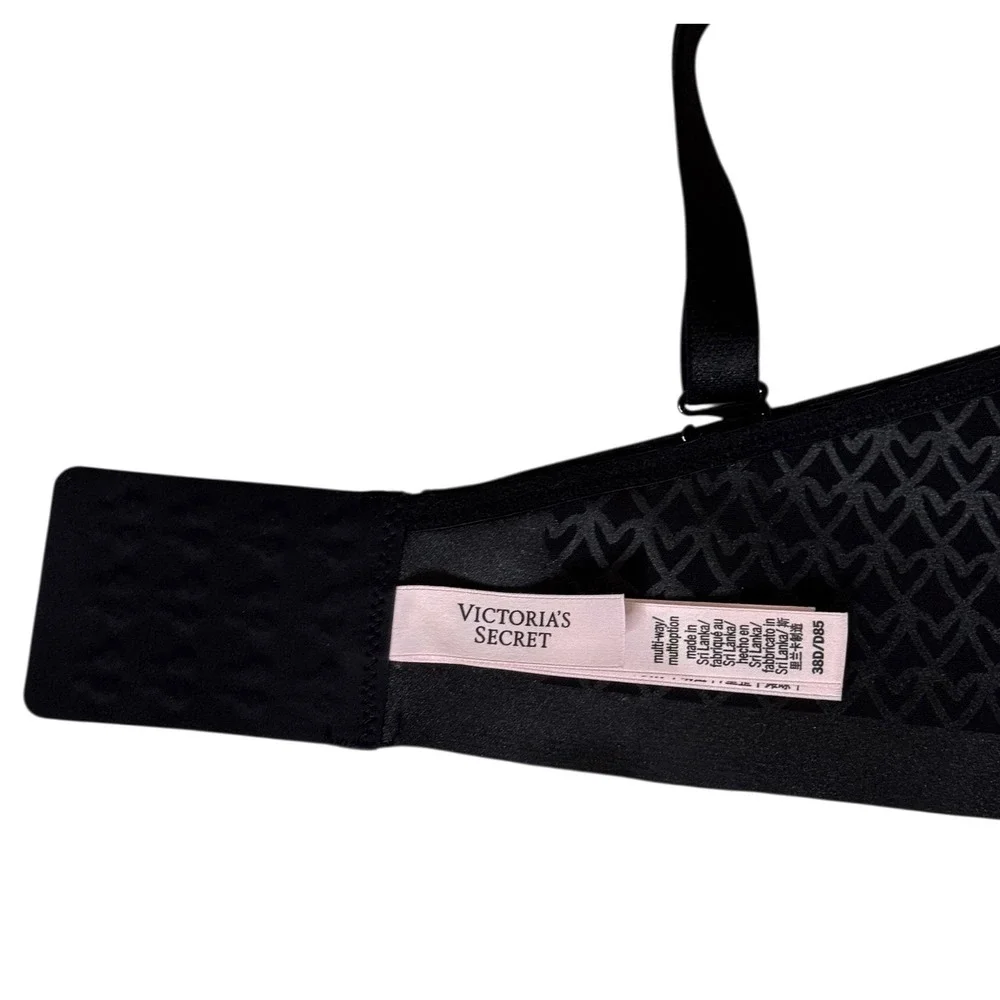 Victoria's Secret 38D BARE Every-Way‎ Strapless Uplift light Push up Bra Black